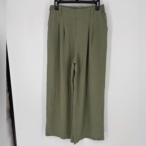 HALARA High Waisted Pocket Wide Leg Casual Linen-Feel Pants